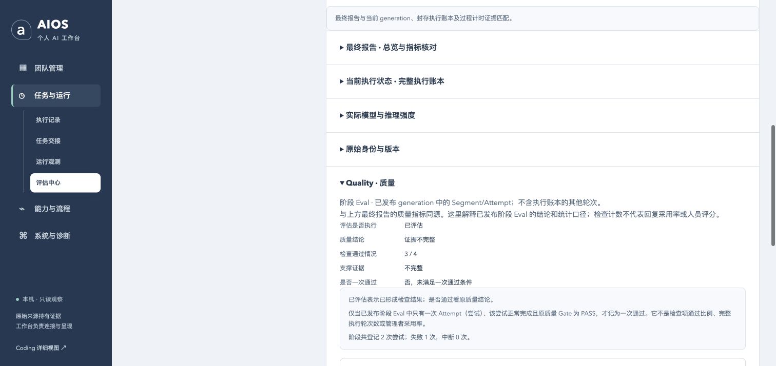 真实 W37 Quality 记录，3/4 检查、证据不完整、首轮未一次通过